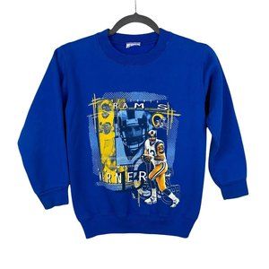 Vintage St. Louis Rams Kurt Warner Sweatshirt Kids Medium Quarterback 90s Y2K